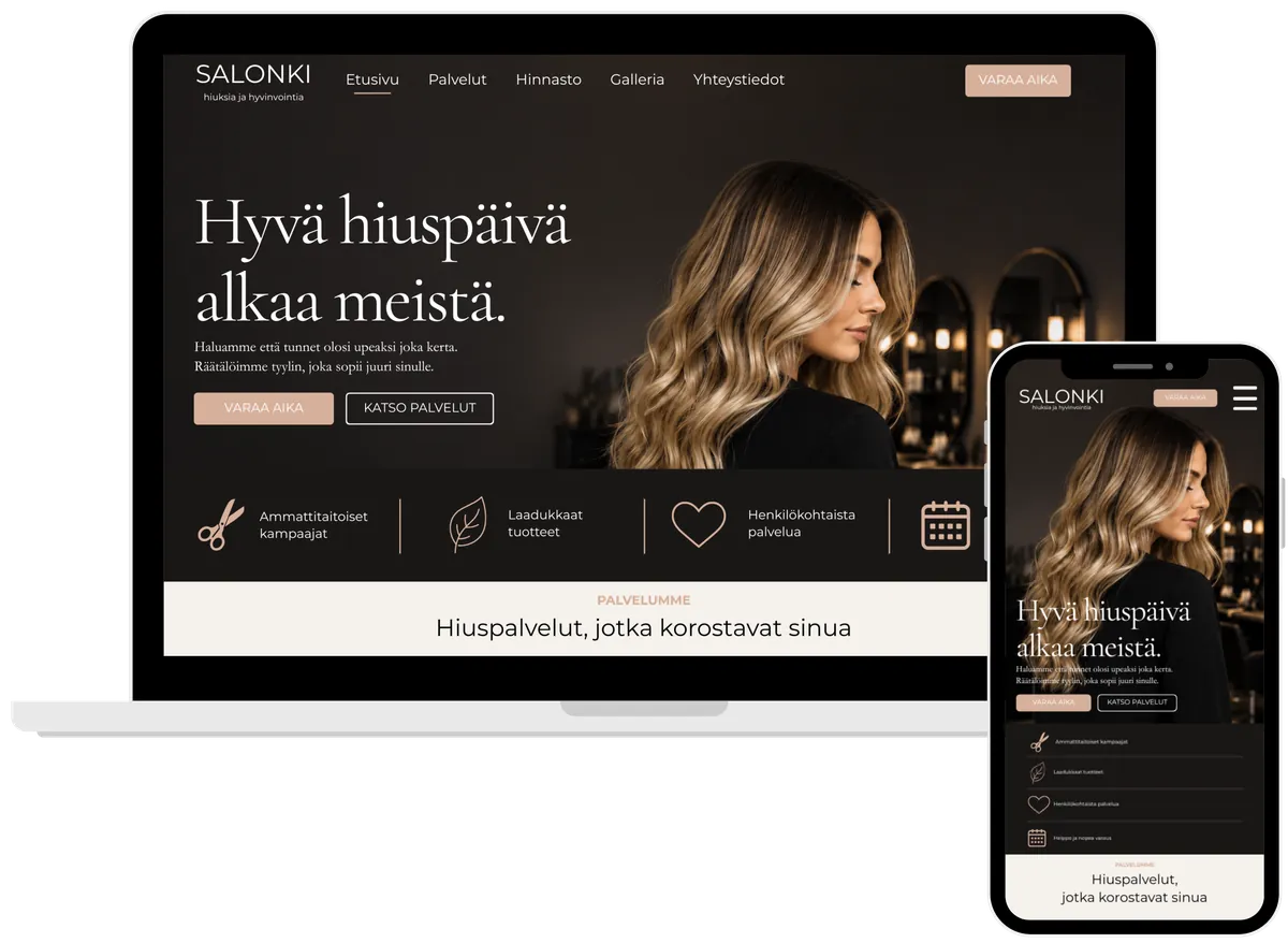 Sivutiven suunnittelema moderni verkkosivu yritykselle
