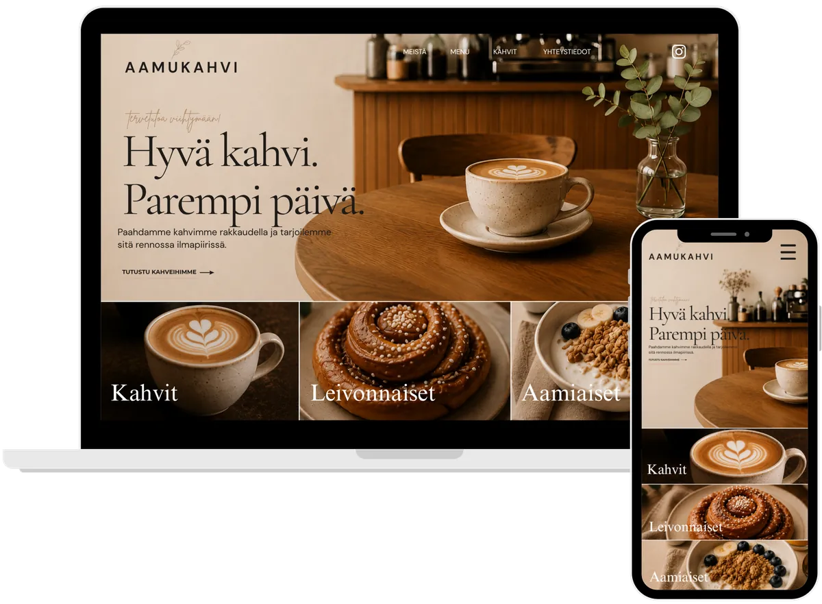 Sivutiven suunnittelema moderni verkkosivu yritykselle